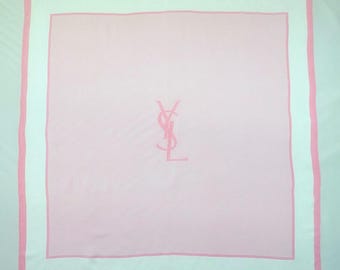 Vintage Yves Saint Laurent Silk Scarf - Pink with YSL Monogram