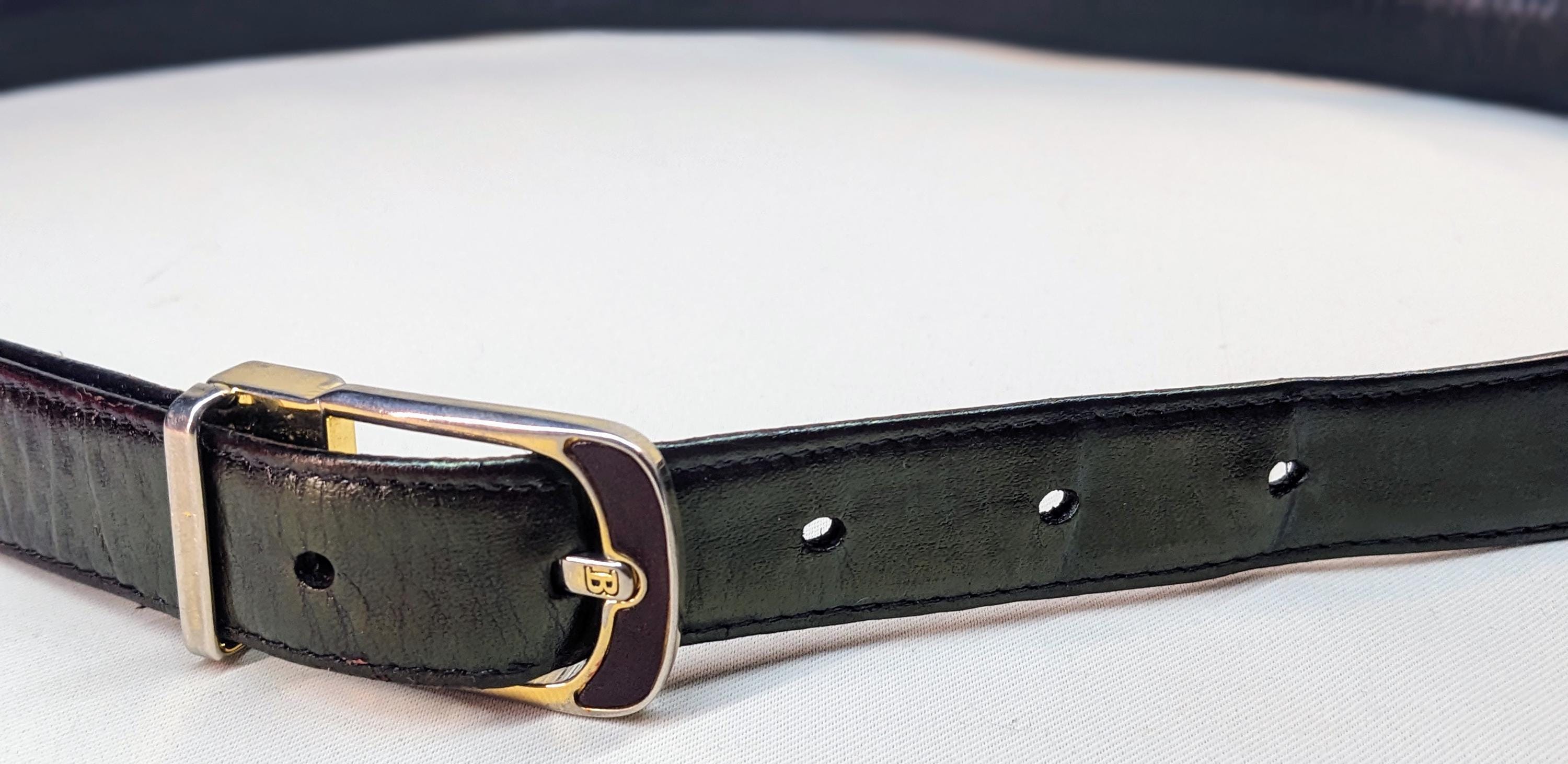 Vintage BALLY Natural Cotton Web Leather Belt 34 ~made in ITALY Vintage Bally Leather Belt, Made in Italy, Dark Brown, Size  main image 3
