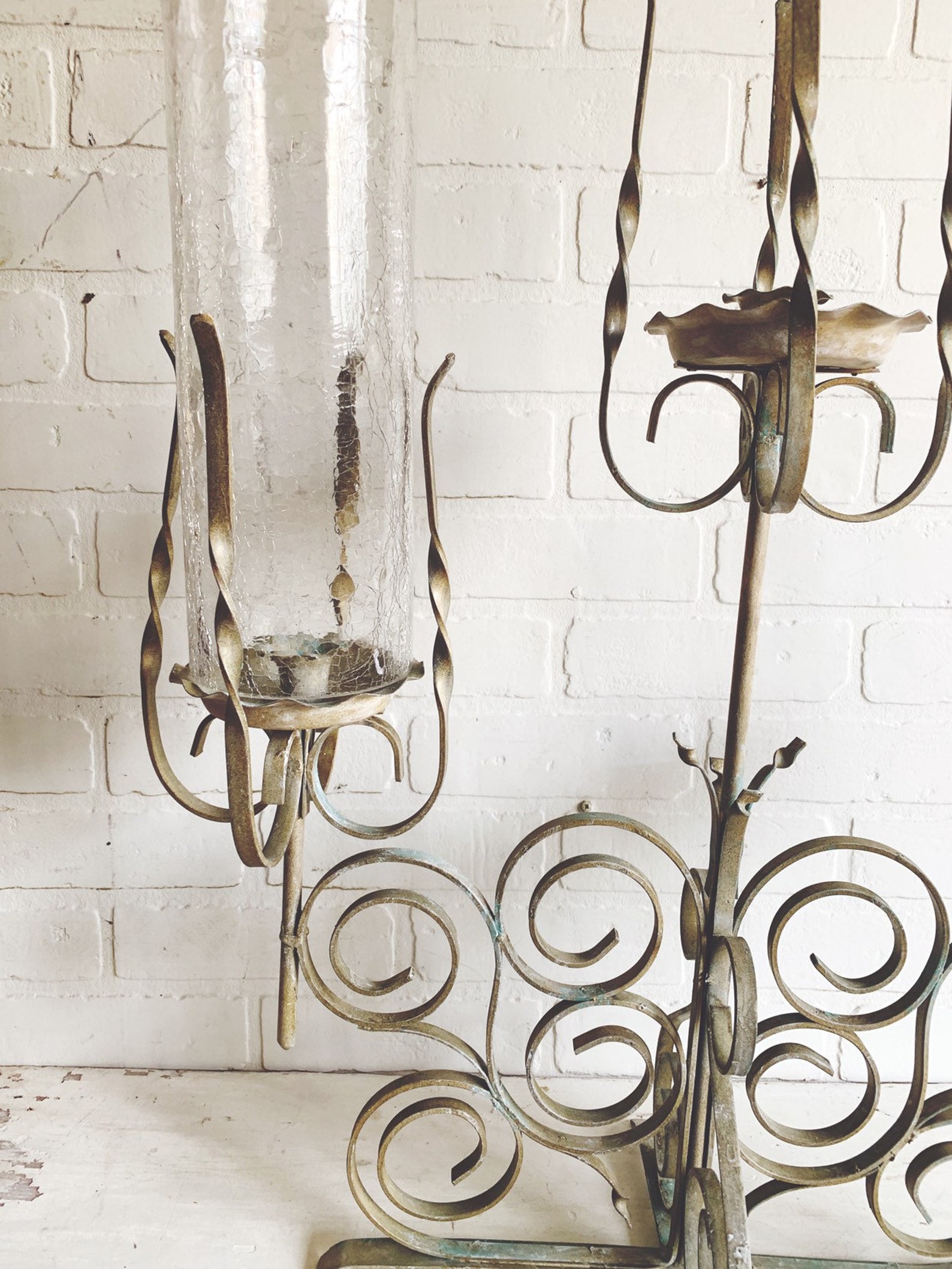 Vintage Wrought Iron Candelabra Twisted Iron Candelabra Etsy