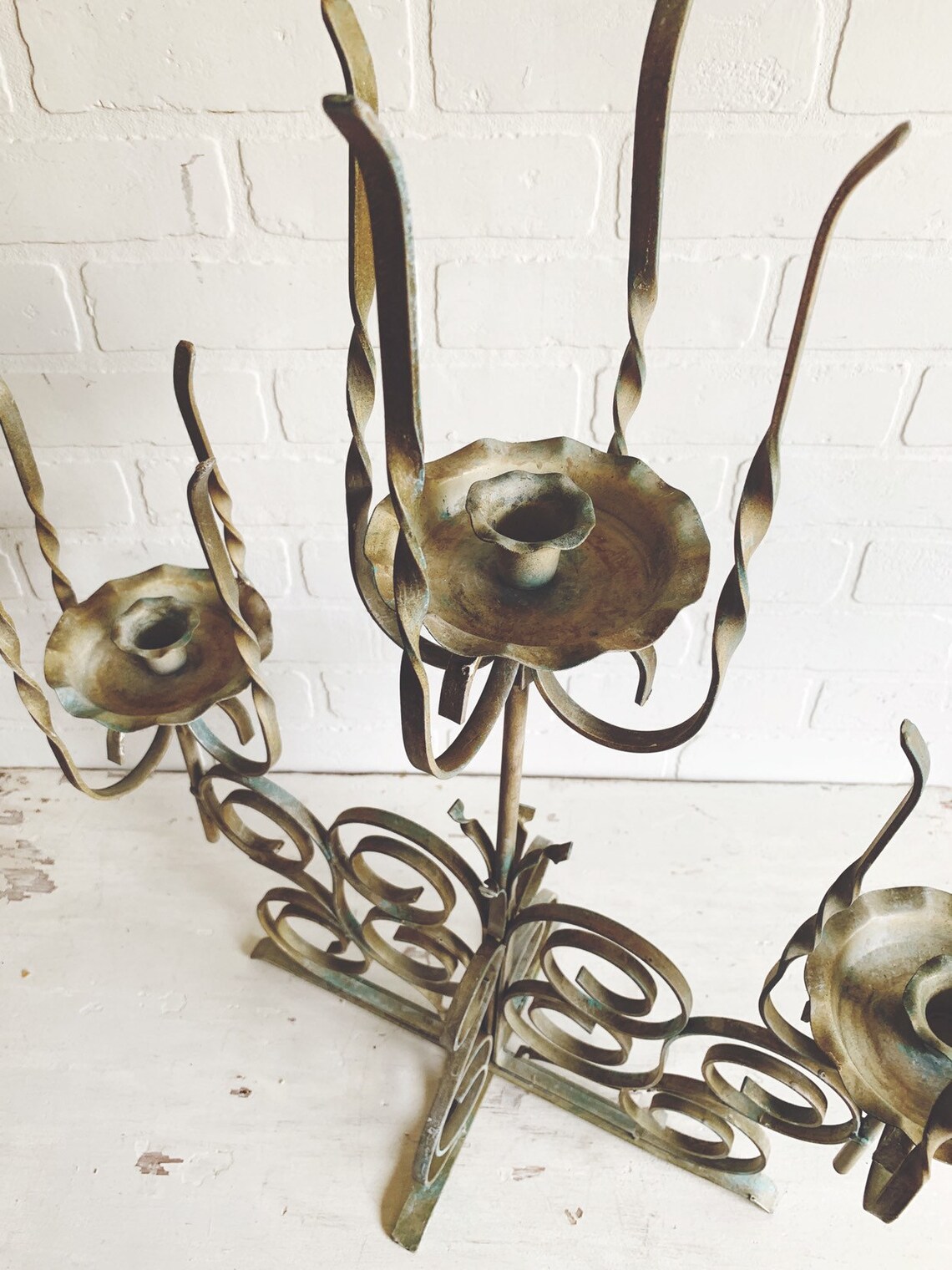 Vintage Wrought Iron Candelabra Twisted Iron Candelabra Etsy