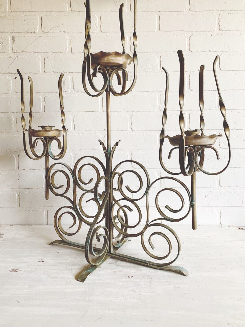 Vintage Wrought Iron Candelabra Twisted Iron Candelabra Etsy