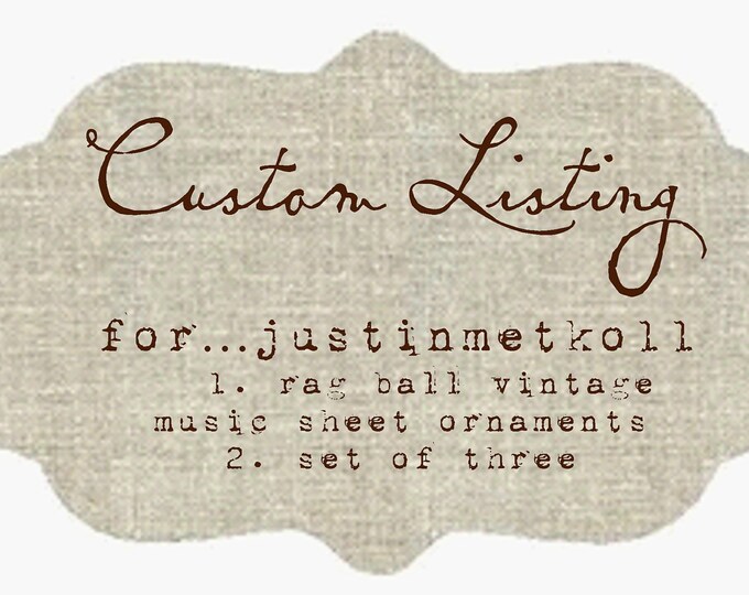 Rustic Rag Ball Ornaments Vintage Sheet Music Ornies Set of Three - Etsy