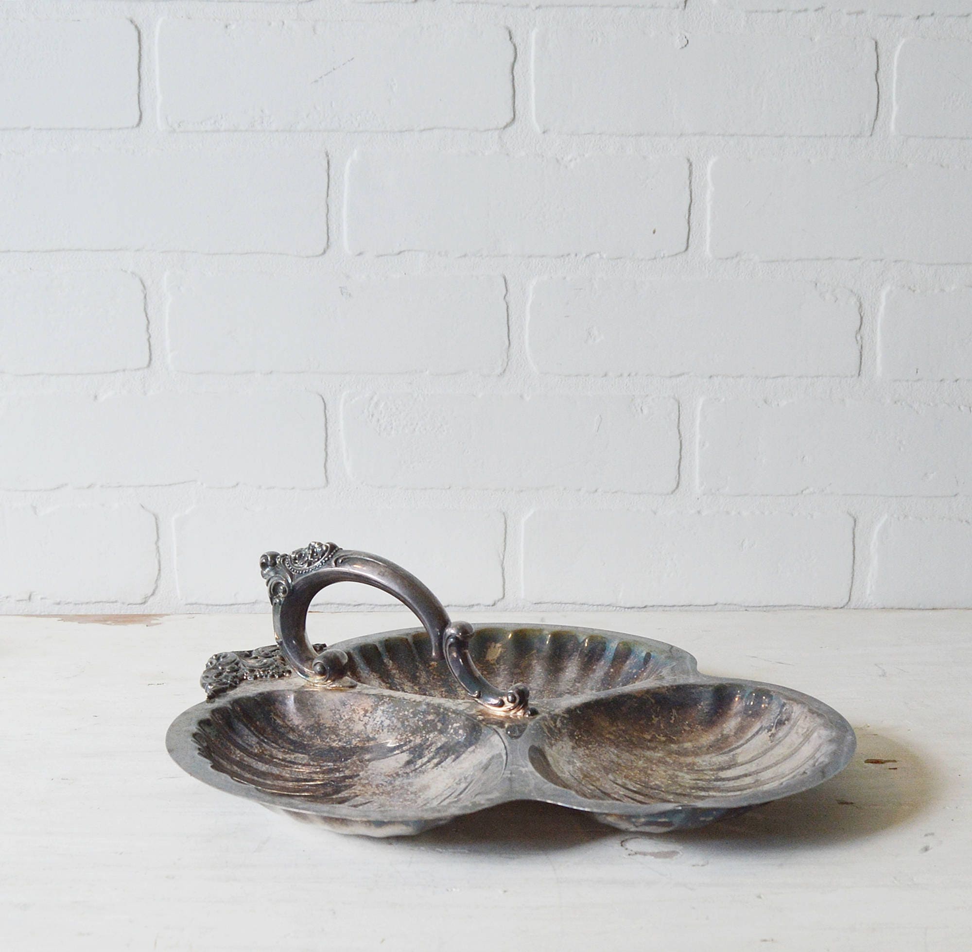 Silver Shell Cookware Triple Shell Silver Serving Dish, Shell Serving Dish, Silver Shell Dish ...