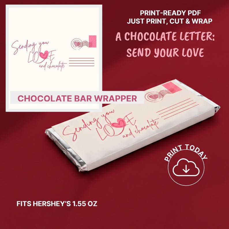 Printable Chocolate Bar Wrapper PDF, Romantic Gift for Him or Her ...