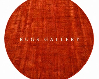 Round Rust Hand Loom Rug | Solid Burnt Orange Wool Area Rug | Minimal Boho Decor | Mid Century Modern Living Room Bedroom Rug