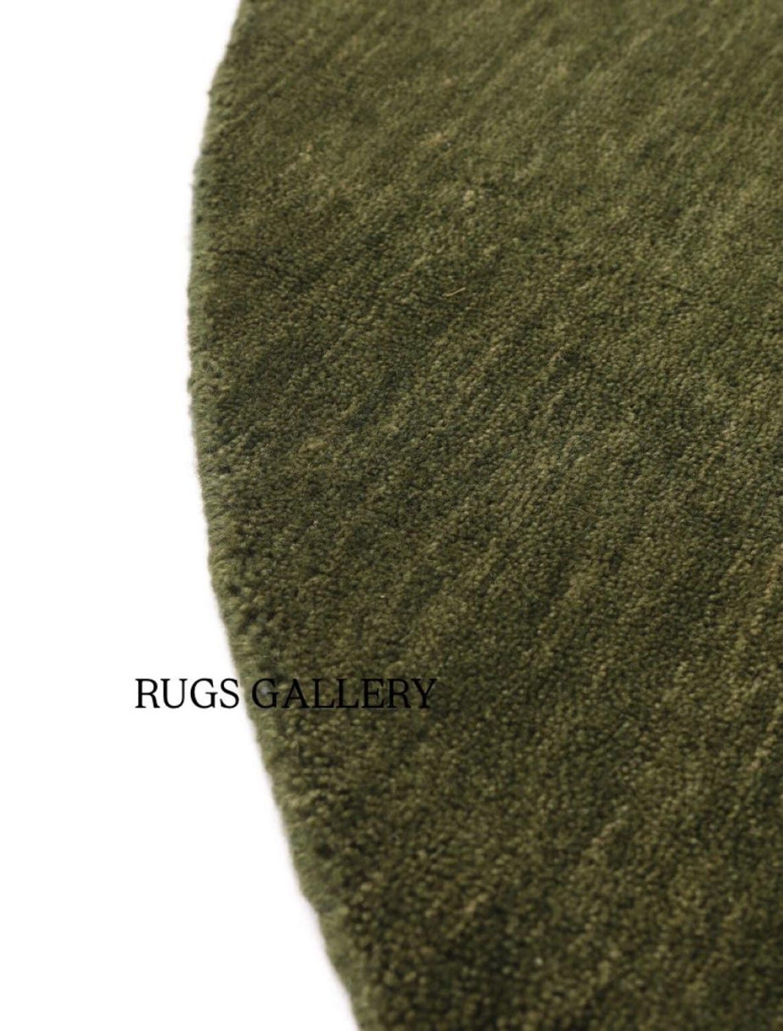 Olive Green Round Handloom Rug – Minimalist Solid Color Area Carpet ...