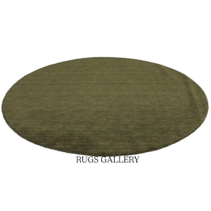 Olive Green Round Handloom Rug – Minimalist Solid Color Area Carpet ...