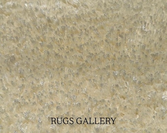 Hand Tufted Ivory Shag Rug Plush High Pile Neutral Cream | Soft Luxury Handmade Area Rug for Living Room Bedroom