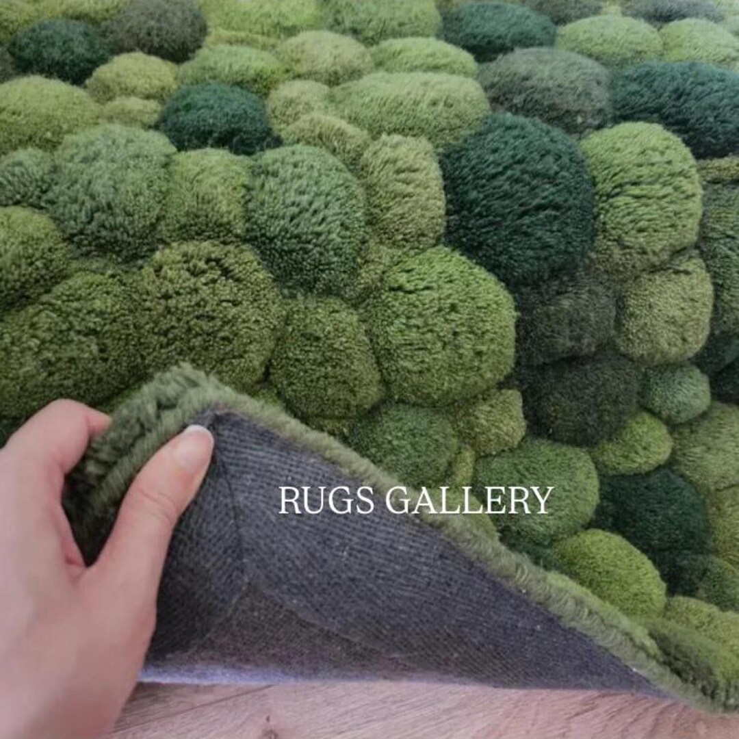 3D Hand Tufted Wool Rug Green Textured Pebble Design | Luxury Modern ...