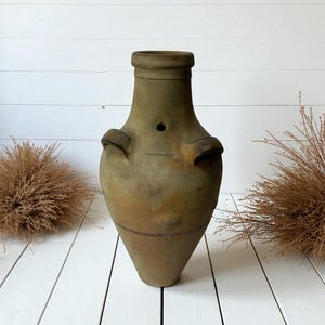 Wabi Sabi Vintage Turkish Clay Vase – Large Decorative Pot with Character