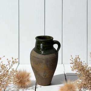 Old Rustic Terracotta Vase – Handmade Turkish Pottery for Minimalist Decor