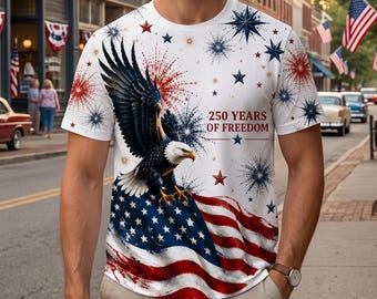 Camiseta "We The People" 250 Aniversario de EE. UU., 1776 a 2026, Camiseta patriótica para hombre con estampado de águila en la espalda, Regalo para veteranos, Ropa para el 4 de julio