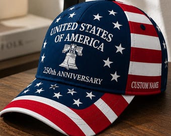 Gorra estampada del 250 aniversario de EE. UU., gorra patriótica de Estados Unidos de 1776 a 2026, gorra de béisbol personalizada para la celebración del 4 de julio