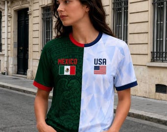 Custom Half and Half Soccer Jersey, Personalized Binational Football Top