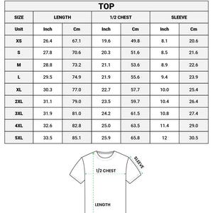 May include: A chart for an all-over print soccer jersey, detailing sizes XS to 5XL. Measurements are provided in inches and centimeters for length, half chest, and sleeve. The text at the top reads "ALL-OVER PRINT SOCCER JERSEY".