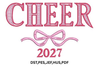 Cheer 2027 With bow embroidery design | Cheer Bow Pattern | Instant Download
