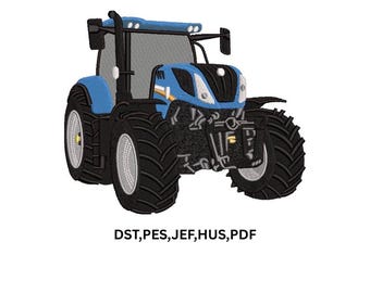 Blue Tractor v7 Embroidery design