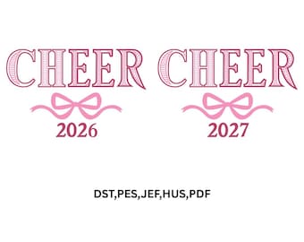 Cheer 2026 2027 SVG PNG| Pink Bow Cheerleader SVG Cut File| Class of 2026 2027 Cheer Cricut Design| Instant Download