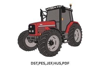 Red tractor embroidery design