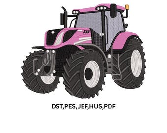 Pink Holland Tractor Embroidery design