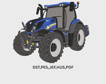 New holland Tractor Embroidery design, Blue Tractor Embroidery file
