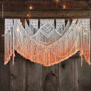 Makramee - Dip-Dyed Boho-Wanddekor Großer Textilgarn-Wandteppich Innen- und Außenbereich Wohnzimmer, Eingangsbereich