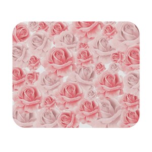 Pink Roses Mouse Pad with Floral Design, Romantic Aesthetic Desk Mat, Cute Office Accessory, Flower Pattern Mouse Mat for Home & Office