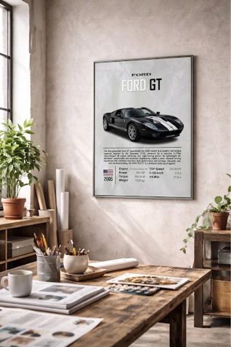 Ford GT 2005 Printable Wall Art | American Supercar Poster ...
