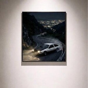 Toyota AE86 Night Drift Poster | Touge JDM Car Wall Art | Initial D Style Mountain Drive Print