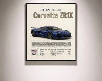 Art mural imprimable Chevrolet Corvette ZR1X | Affiche américaine Hypercar | Impression de voiture
