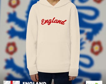 Kids England Football Hoodie – Organic Cotton World Cup 2026 Fan Wear