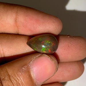 5.60 CT AAA+++ Ethiopian Opal Pear Cabochon: Multi Fire Welo Gemstone