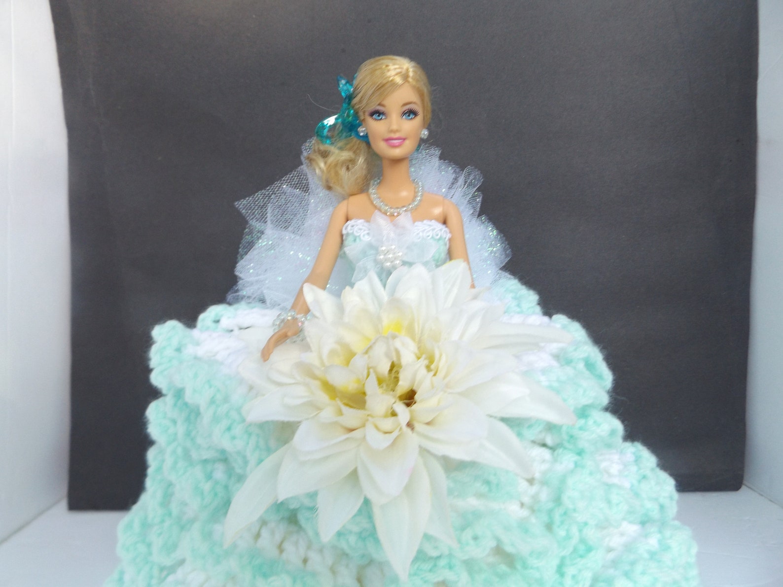 BARBIE DOLL /toilet Paper Doll/white Dress/ Mint Green Etsy