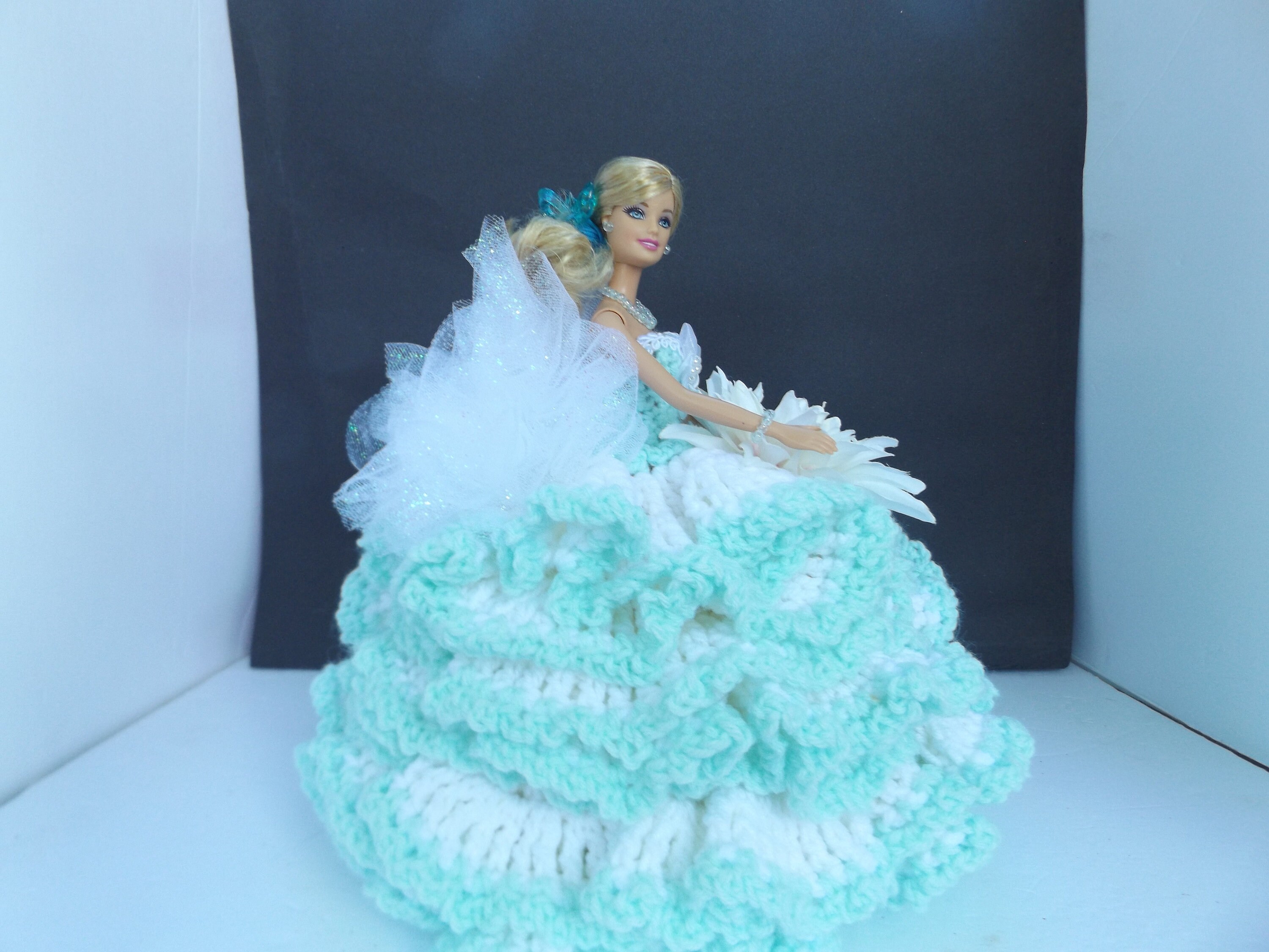 BARBIE DOLL /Toilet Paper Doll/White Dress/ Mint Green Etsy