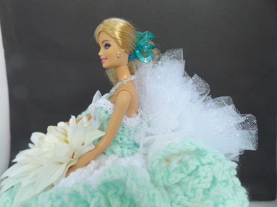 BARBIE DOLL /toilet Paper Doll/white Dress/ Mint Green Etsy