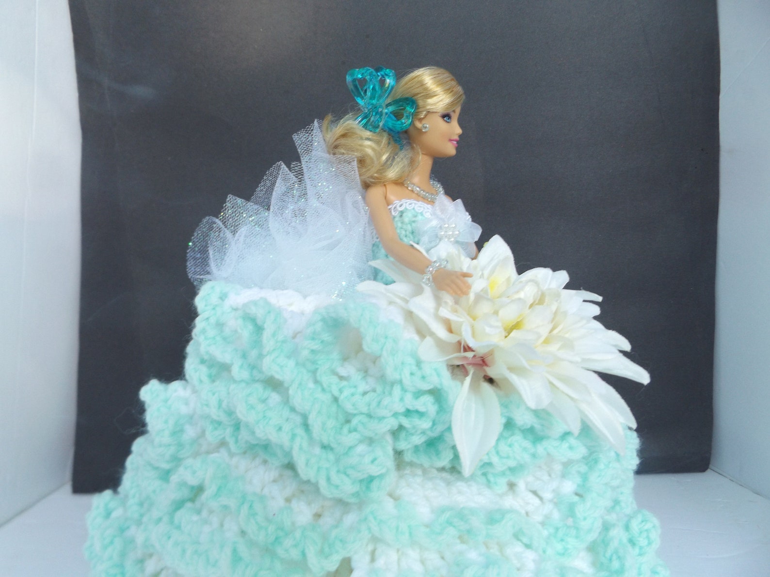BARBIE DOLL /toilet Paper Doll/white Dress/ Mint Green Etsy