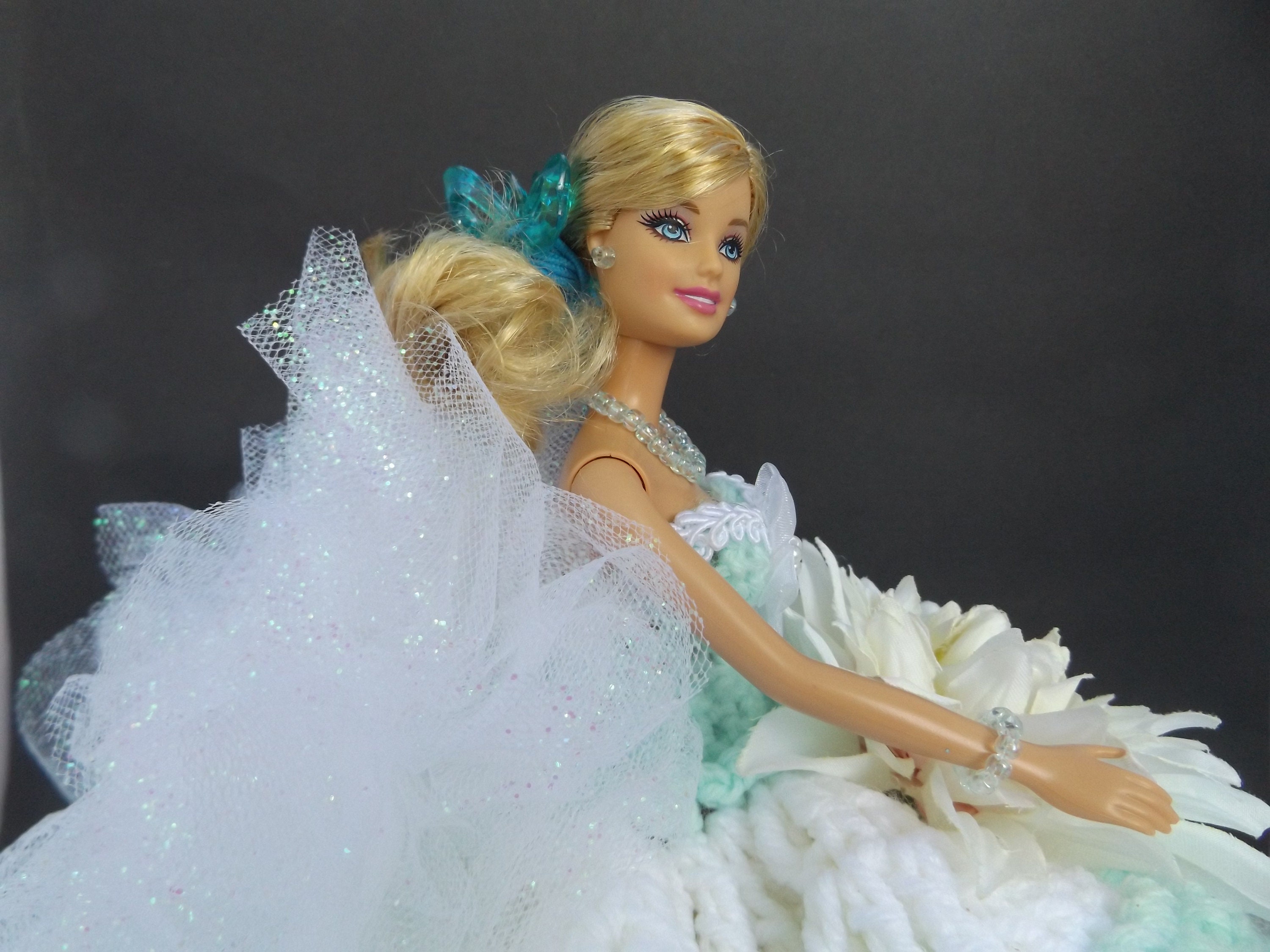 BARBIE DOLL /Toilet Paper Doll/White Dress/ Mint Green Etsy