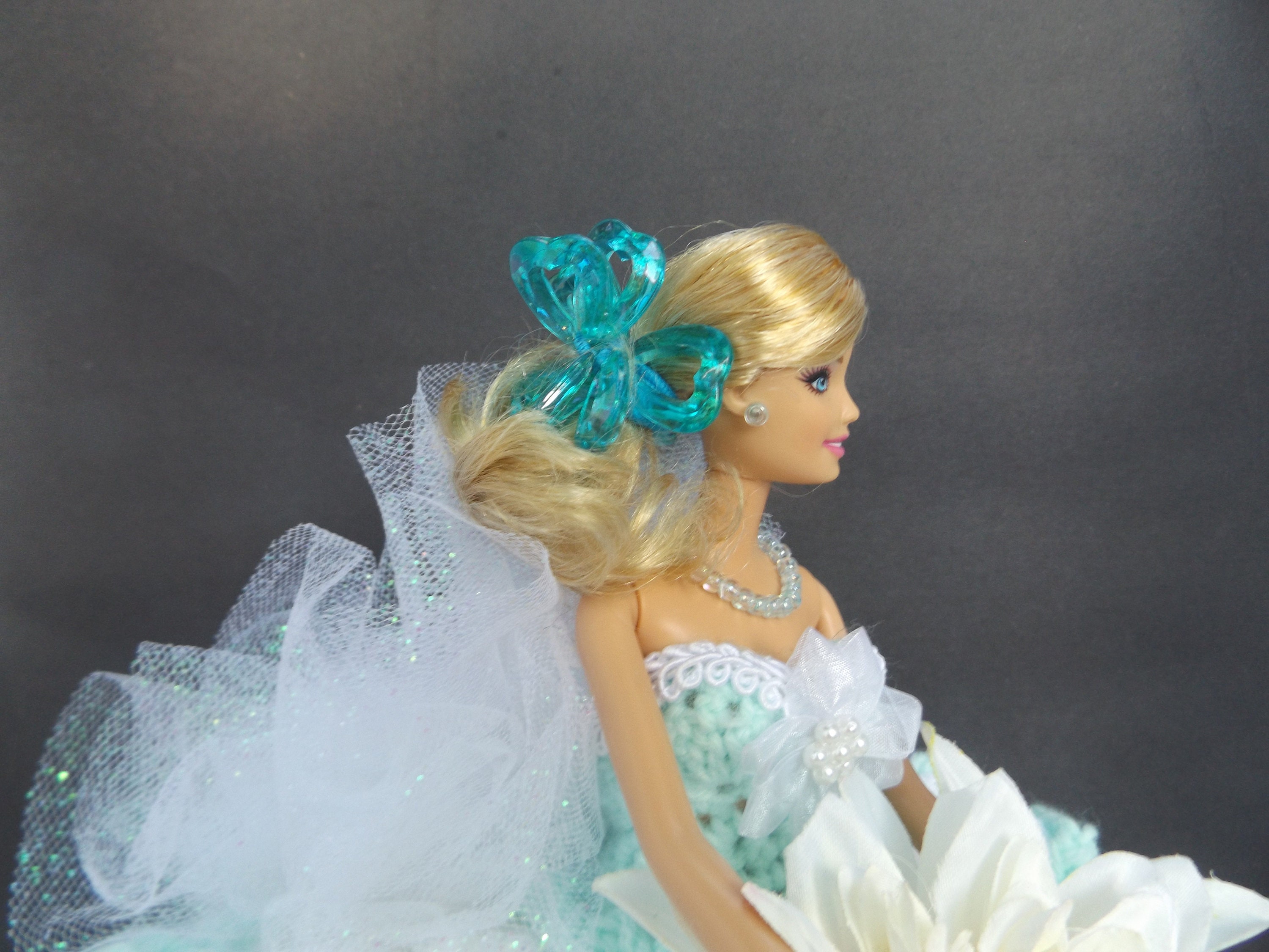 BARBIE DOLL /Toilet Paper Doll/White Dress/ Mint Green Etsy