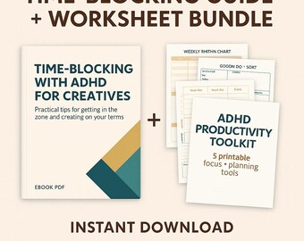 ADHD Productivity Toolkit | Printable Focus + Planning Sheets | US Letter, A4, A5