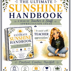 Planner voor lerarenwaardering en handboek voor de Sunshine Committee | 365 ideeën voor personeelswaardering | Hulpmiddel voor schoolmoraal en erkenning