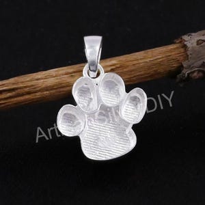925 Sterling Solid Silver 14mm Dog Paw Print Blank Bezel Pendant Setting, Good for Resin & Ashes Work, Keepsake/Breastmilk DIY, Animal Lover