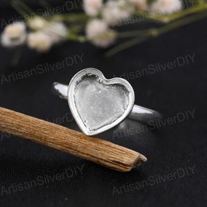 925 Sterling Silver Blank Heart Bezel Ring Setting, Blank Ring Base For Resin Or Gemstone Work, Handmade Keepsake Breastmilk Ring Jewelry,