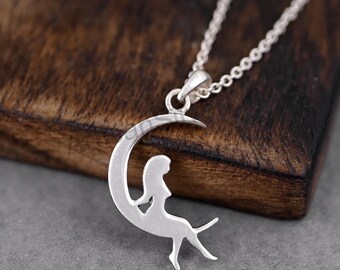 925 Sterling Silver Crescent Moon Locket Necklace, Half Moon Pendant for Women, Handmade Designer Jewelry, Timeless Style Unique Pendant