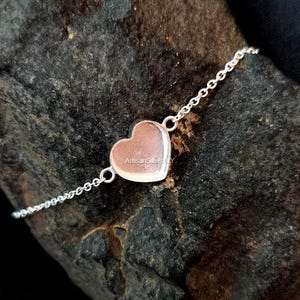 Keepsake/Breastmilk DIY, 925 Sterling Silver 10mm Heart Blank Bezel Cable Chain Bracelet Settings with Lobster Clasp, Good for Resin & Ashes