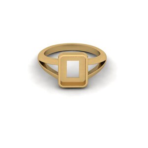925 Sterling Silver Rectangle Ring Setting 9x7mm, DIY Gemstone Ring Mount, Semi Mount Blank Ring Base, Custom Resin Jewelry Setting