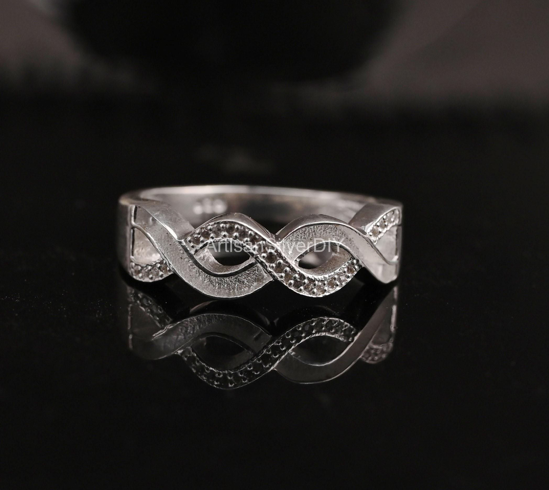 925 Sterling Silver Infinity Blank Channel CZ Ring, Blank Infinity