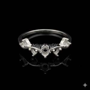 3MM Round Prong Ring Settings Curved Without Stone Solid 925 Sterling Silver Ring, Good for Resin & Gemstone Work, Keepsake Breastmilk DIY,