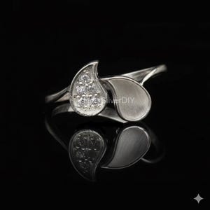 Ring i 925 sterlingsilver med citattecken och CZ, passar utmärkt för inläggningar av harts och ask, minnessaker/bröstmjölks-gör-det-själv-pyssel