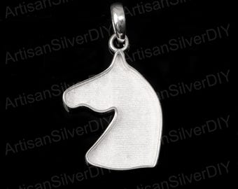 925 Sterling Silver Horse Face Good Luck Pendant, Breastmilk/Keepsake Blank Pendant, Good for Resin & Ashes Work, Horse Face Jewelry Crafts