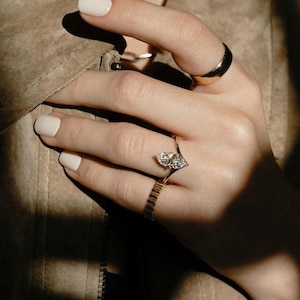 Unique Marquise Cut Colorless Moissanite Engagement Ring, Classic Basket Setting Ring, 14k Yellow Gold V Shape Plain Band Solitaire Ring
